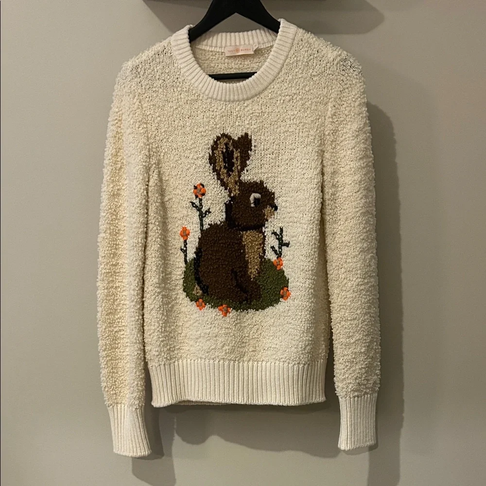 Tory Burch Rare Cottage Core Bunny Rabbit Sweater - Picture 1 of 5